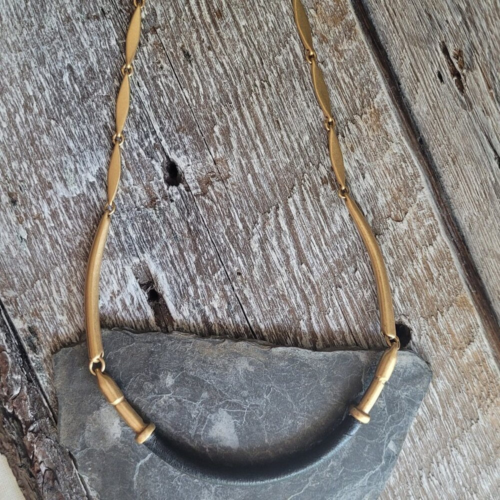 Stella & Dot Gold and Black Leather Choker Necklace